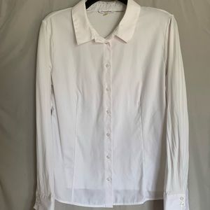business style white button up  long sleeve top
